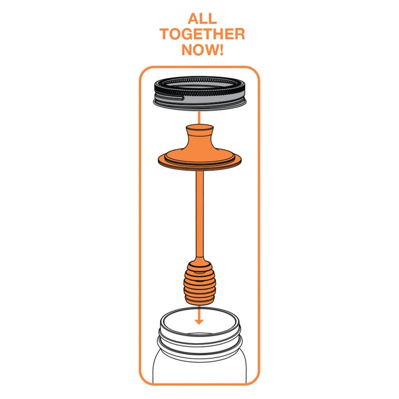 Jarware Honey Dipper Lid for Regular Mouth Mason Jars, Orange, 16-Ounce - Image 5
